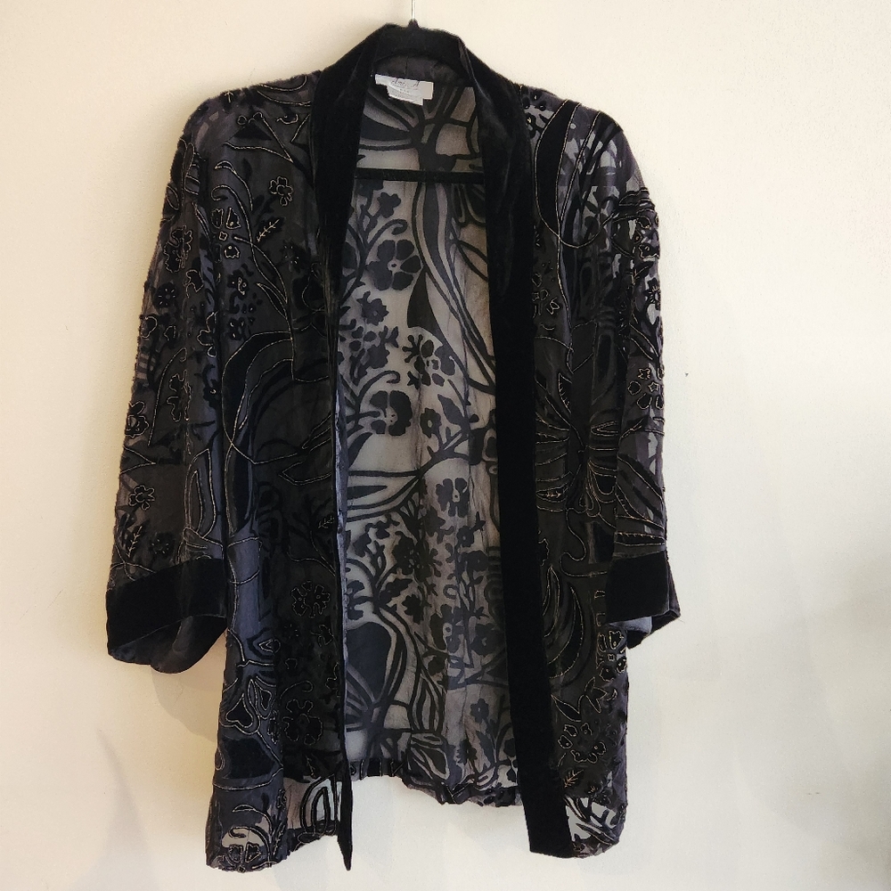vintage aria a silk kimono floral sheer